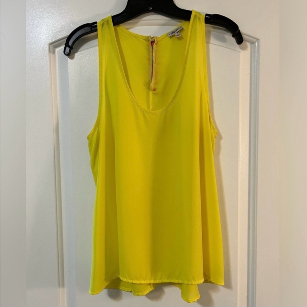 Yellow Racerback Flowy Tank Top with V-Neckline